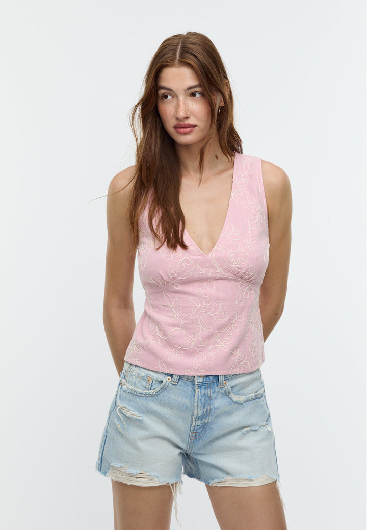 Top Sans Manches - Broderie & Bande Cintrée - Tunisie3