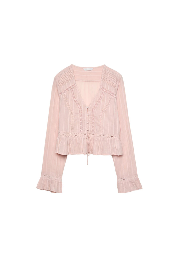 Blouse - Col Piqué & Lacets - Tunisie1
