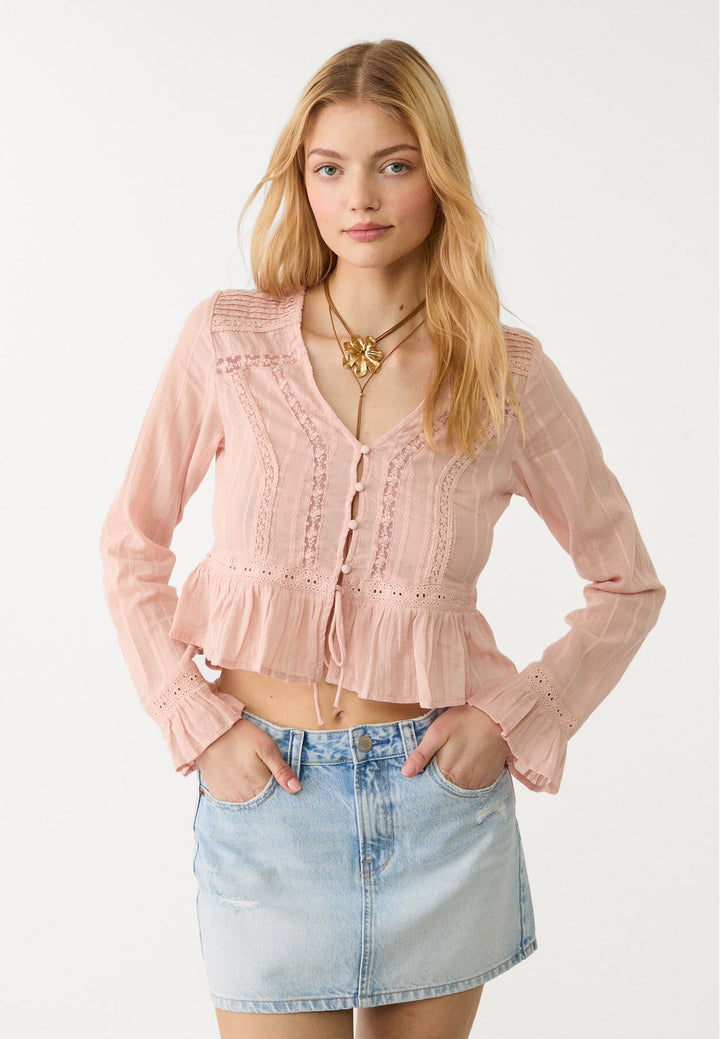 Blouse - Col Piqué & Lacets - Tunisie2