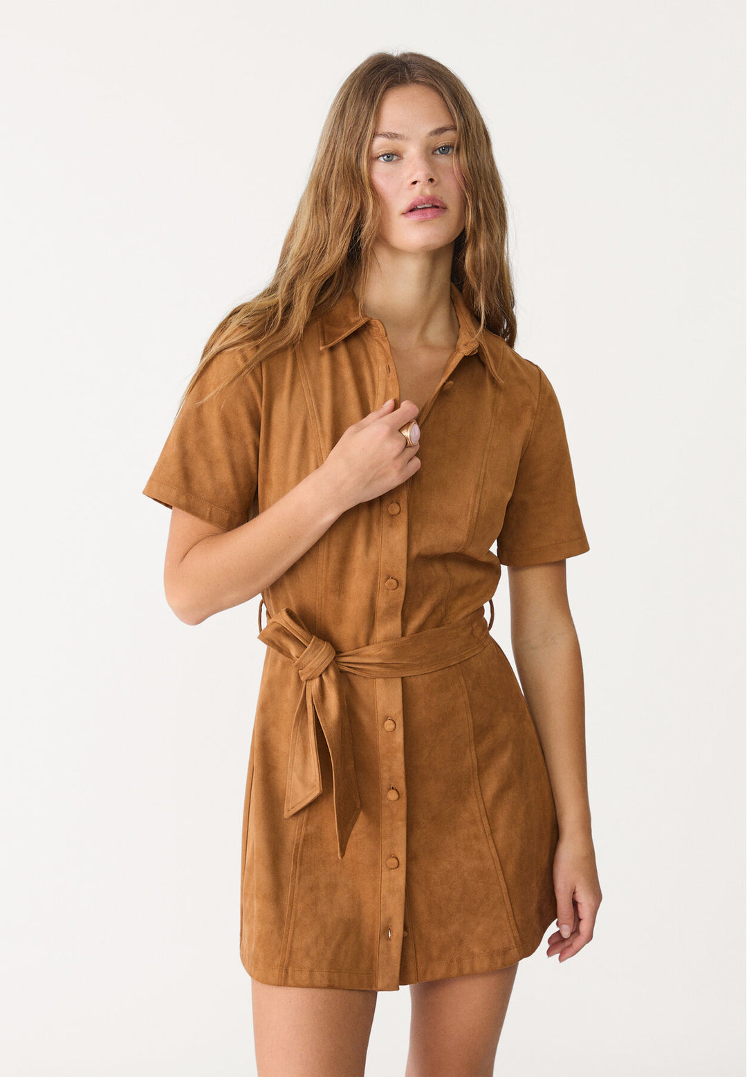 Robe Chemisier Courte - Effet Cuir - Tunisie2