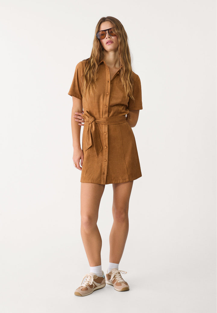 Robe Chemisier Courte - Effet Cuir - Tunisie3