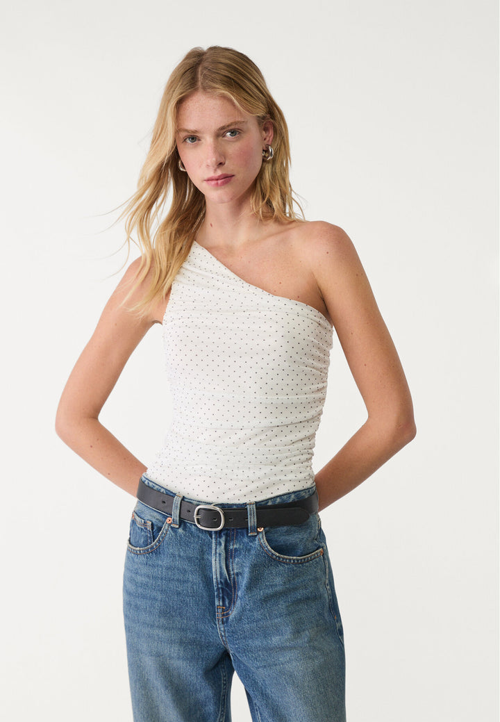 Body Tulle Imprimé - Drapé Asymétrique - Tunisie2
