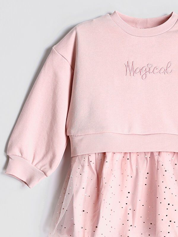 Moudda LC Waikiki - Robe en jersey manches longues Fille Rose - Tunisie 4