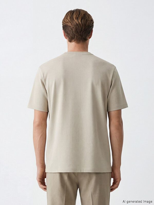 Moudda LC Waikiki - T-shirt manches courtes en jersey pour Homme couleur Beige - Tunisie 3