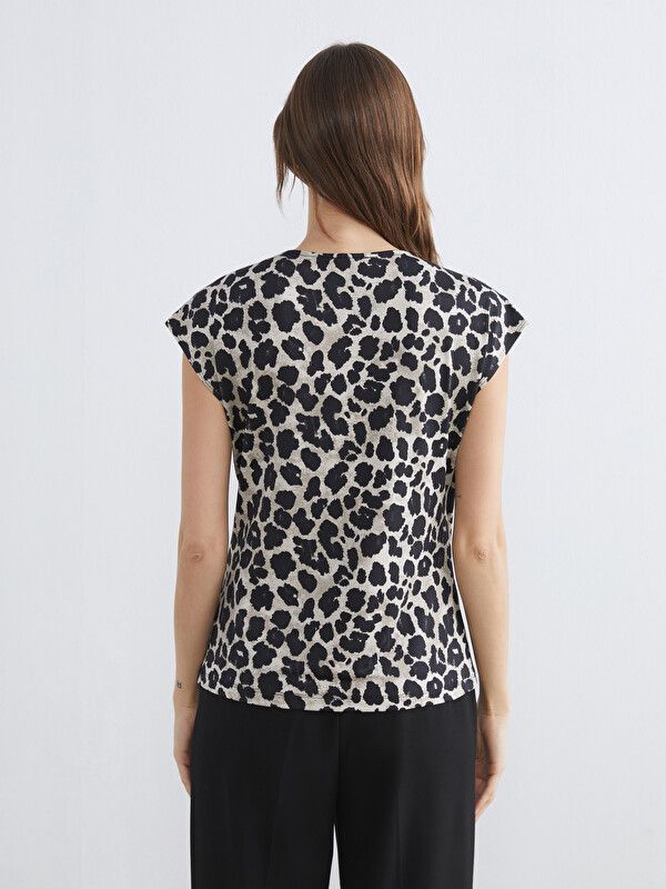 Moudda LC Waikiki - Body manches courtes en jersey pour Femme couleur Noir imprimé - Tunisie 4