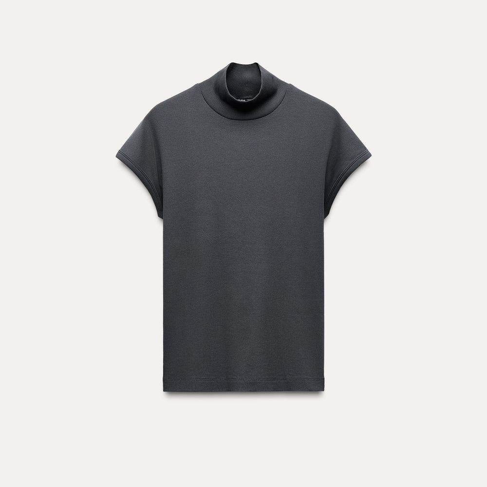 Moudda ZARA - T-shirt côtelé manches tombantes, col Perkins - Tunisie 2