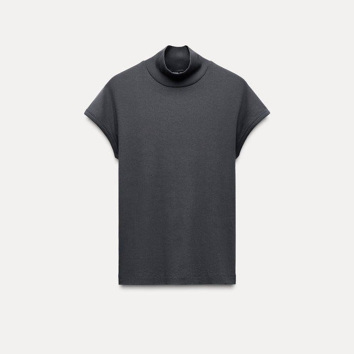 Moudda ZARA - T-shirt côtelé manches tombantes, col Perkins - Tunisie 2