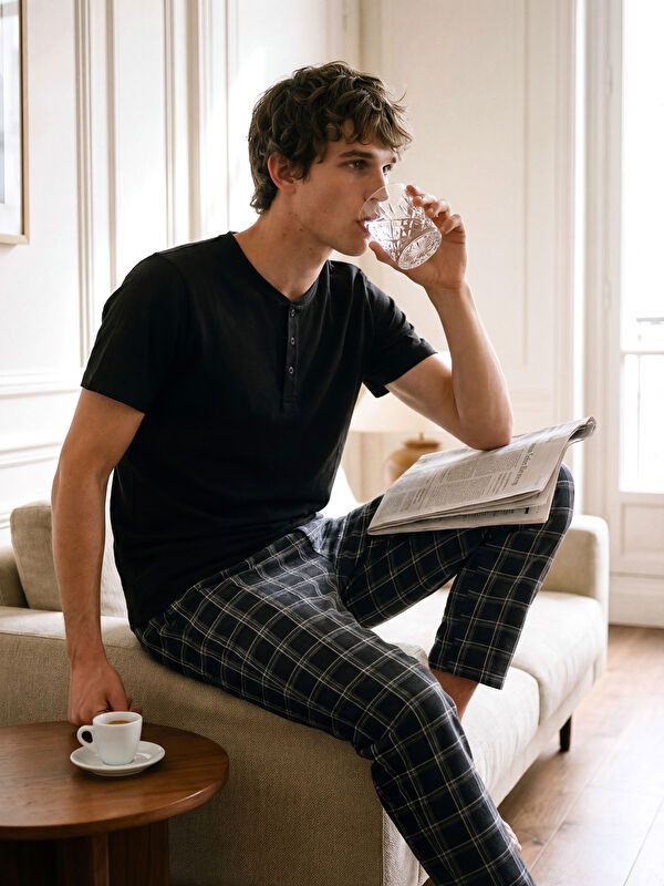 Moudda LC Waikiki - Ensemble pyjama jersey manches courtes-pantalon pour Homme - Tunisie 2