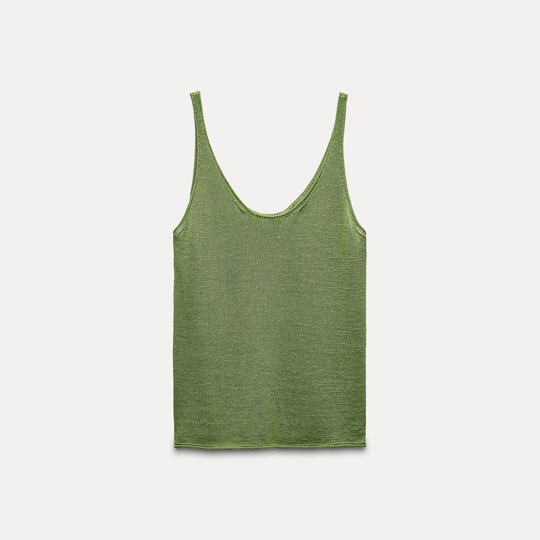 Moudda ZARA - Top fines bretelles finitions rolling en lin - Tunisie 1