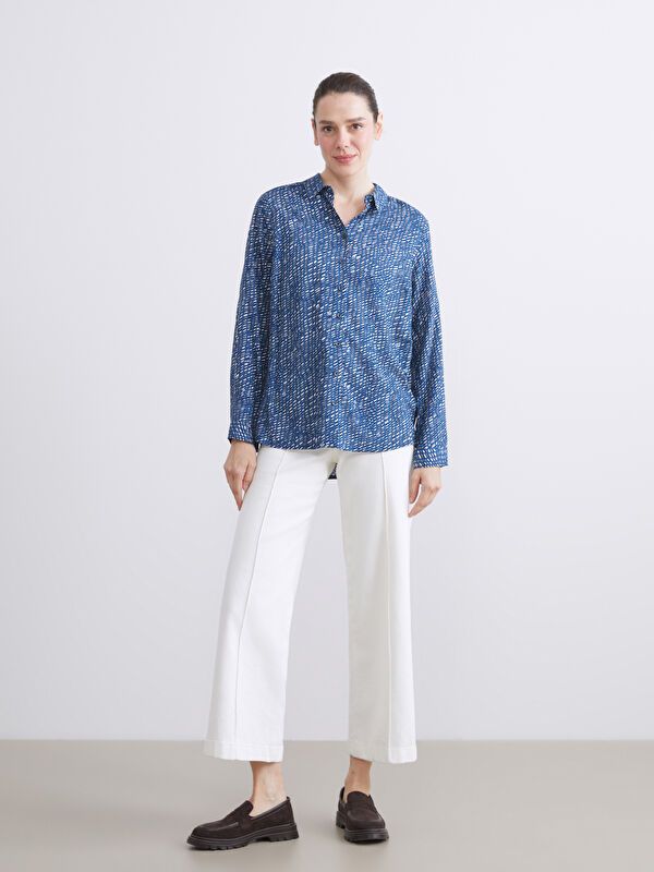 Moudda LC Waikiki - Chemise tissée imprimée manches longues Femme Imprimé à l'indigo - Tunisie 2