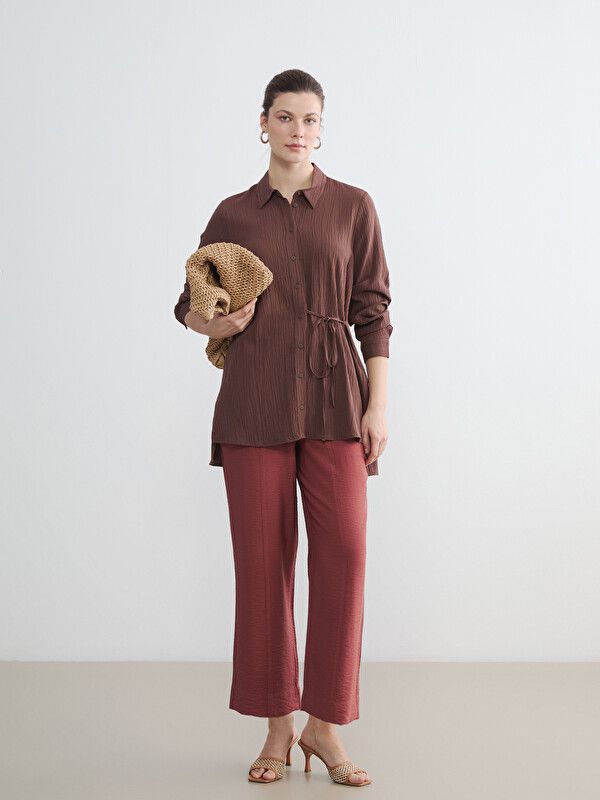 Moudda LC Waikiki - Tunique manches longues en tissu pour Femme couleur Marron - Tunisie 2
