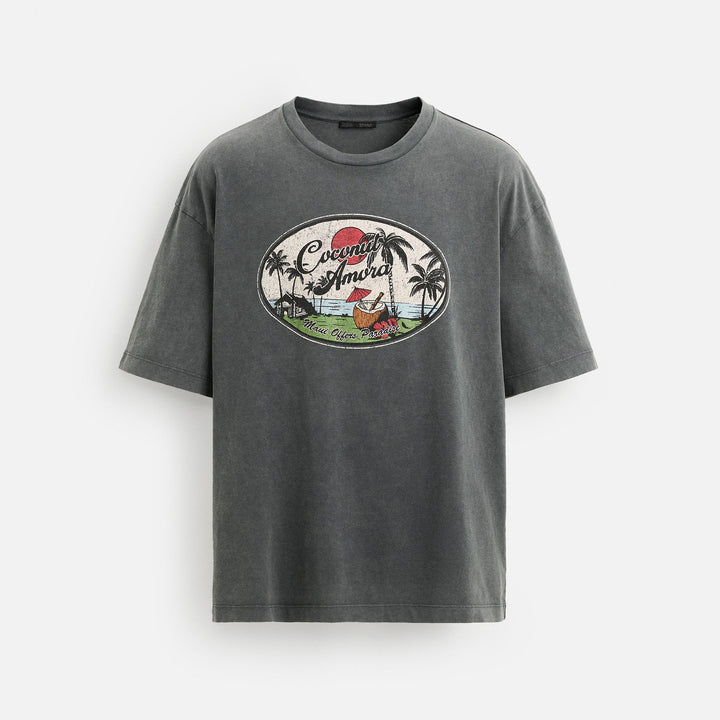 Moudda ZARA - T-Shirt Lavé - Imprimé Devant "Aloha" - Tunisie 1
