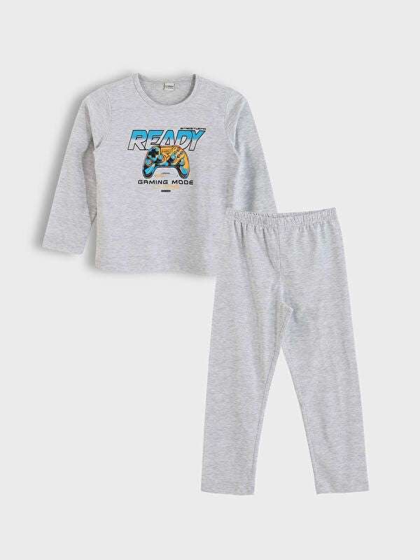 Moudda LC Waikiki - Pyjama en jersey manches longues Garçon Mélange gris clair - Tunisie 1