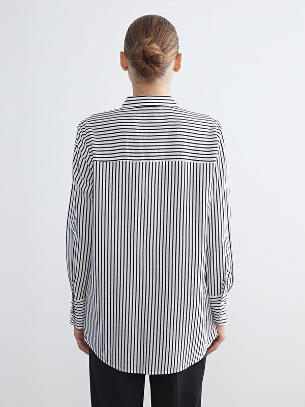 Moudda LC Waikiki - Chemise tissée manches longues Femme Rayures noires - Tunisie 4