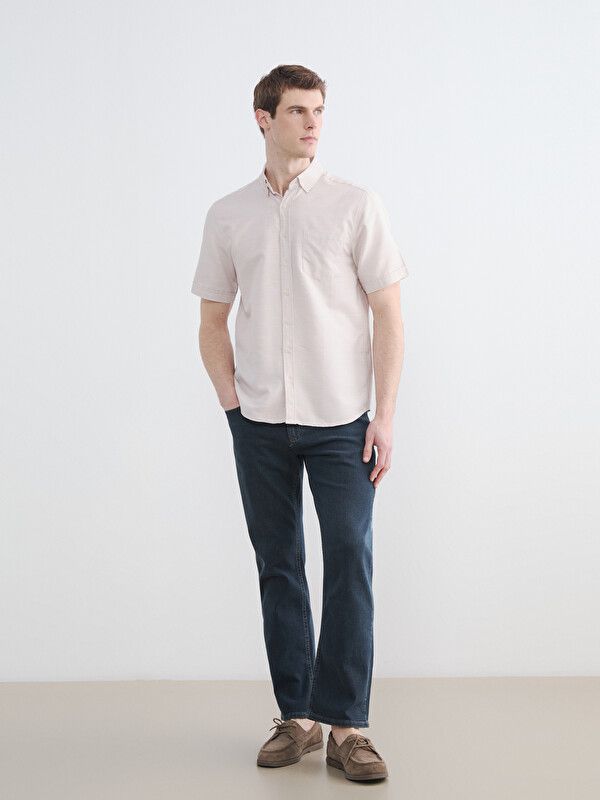 Moudda LC Waikiki - Chemise manches courtes en tissu pour Homme couleur Beige foncé - Tunisie 2