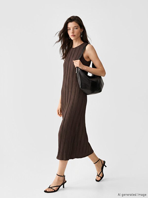 Moudda LC Waikiki - Robe maternité en jersey manches courtes pour Femme couleur Marron foncé - Tunisie 1
