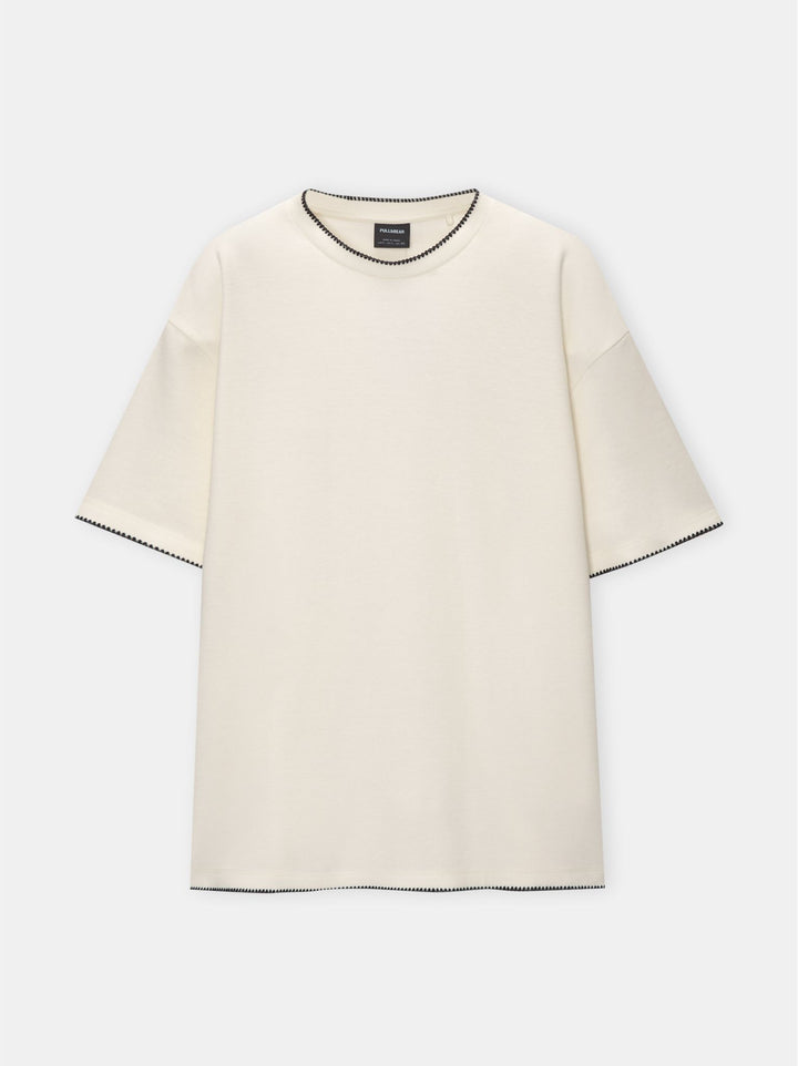 Moudda PULL & BEAR - T-Shirt Demi-Manches Structure Détail Coutures - Tunisie 1