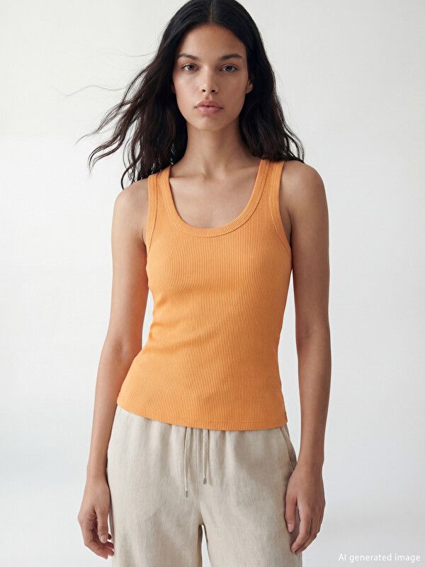 Moudda LC Waikiki - Sans manches en jersey pour Femme couleur Orange clair - Tunisie 1