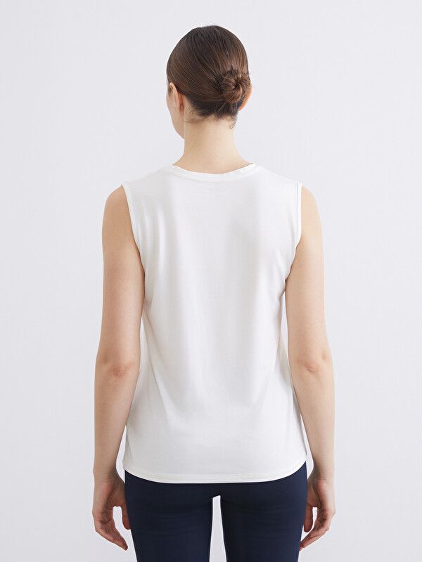 Moudda LC Waikiki - Débardeur basique en jersey pour Femme couleur Écru - Tunisie 4