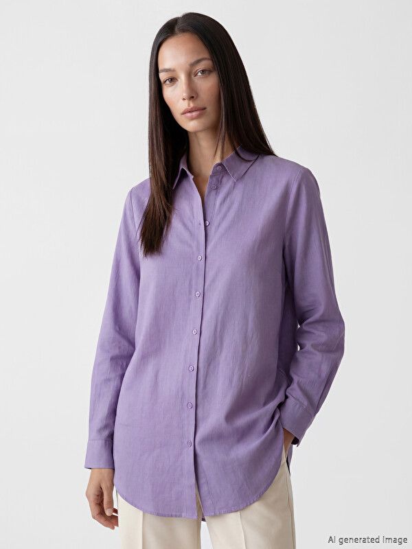 Moudda LC Waikiki - Tunique manches longues en tissu pour Femme couleur Lilas terne - Tunisie 1