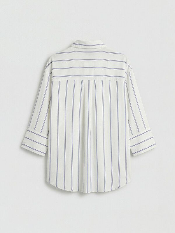 Moudda LC Waikiki - Chemise manches longues en tissu pour Femme couleur Bleu rayé - Tunisie 2