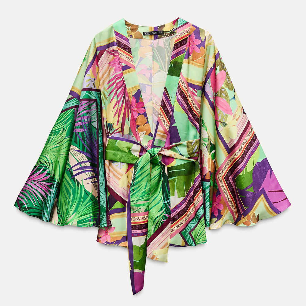 Moudda ZARA - Kimono imprimé patchwork multicolore croisé - Tunisie 2