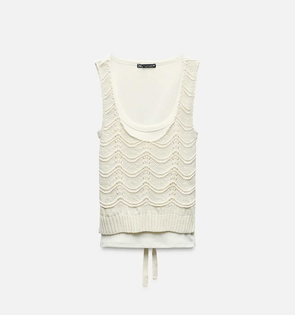 Moudda ZARA - T-shirt bretelles côtelé, gilet assorti - Tunisie 2