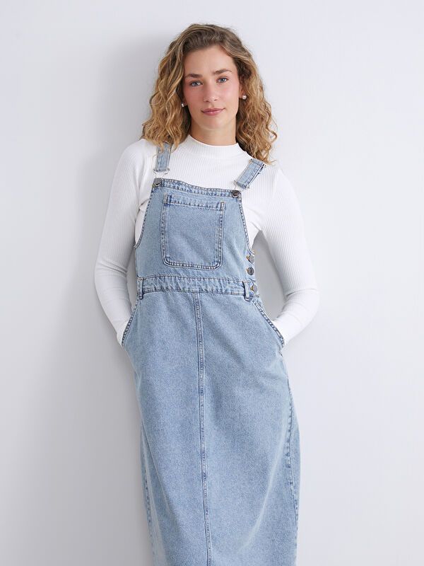 Moudda LC Waikiki - Robe tissée manches courtes denim Femme Rodéo mid indigo - Tunisie 1