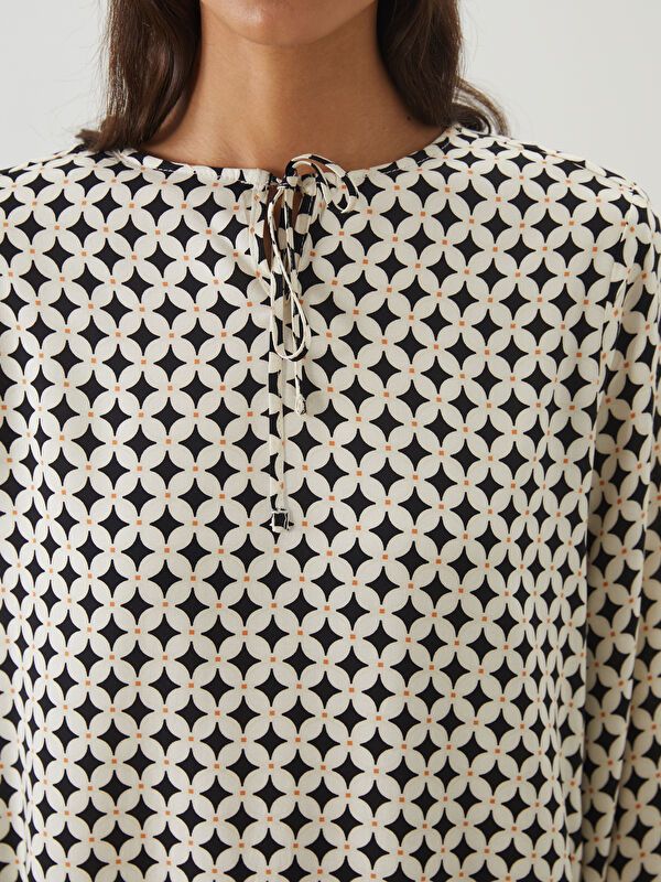 Moudda LC Waikiki - Blouse tissée manches longues Femme Imprimé écru - Tunisie 3