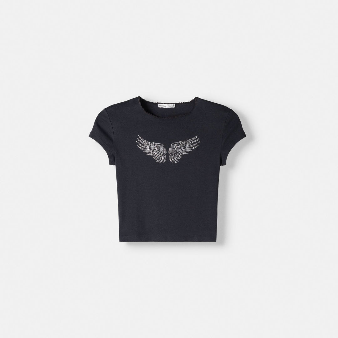 Moudda BERSHKA - T-shirt manches courtes classique ailes strass - Tunisie 1
