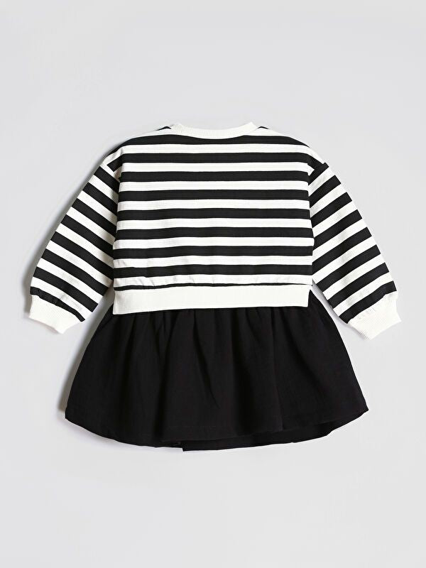 Moudda LC Waikiki - Robe en jersey manches longues Fille Ecru rayé - Tunisie 2