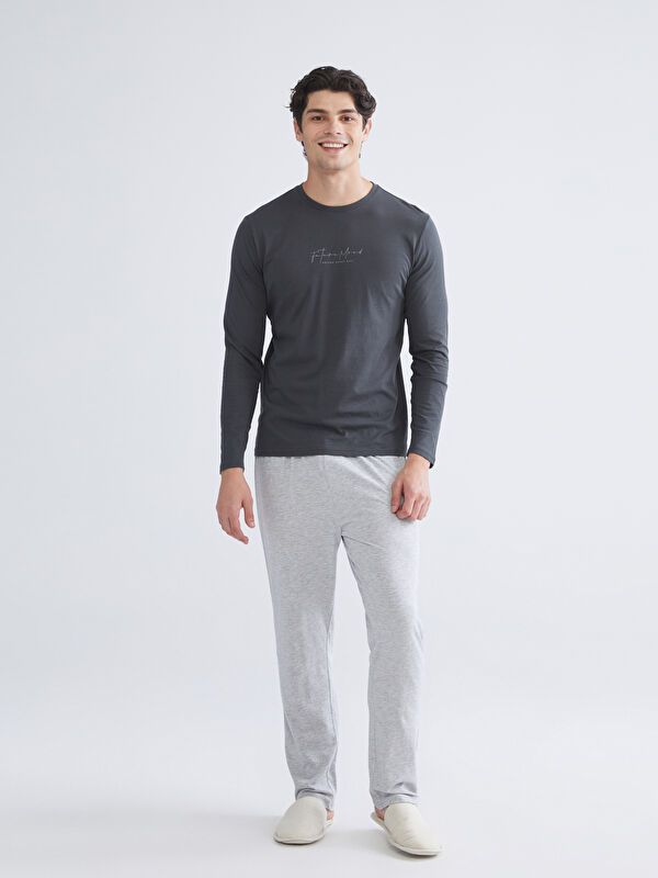 Moudda LC Waikiki - Ensemble pyjama en jersey à manches longues et bas longs pour Hommes - Tunisie 1