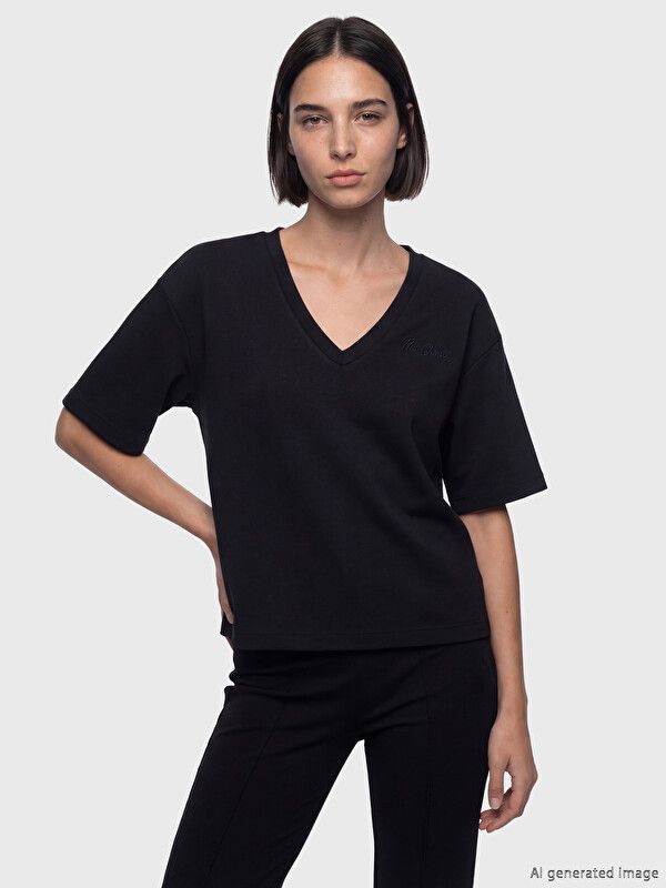 Moudda LC Waikiki - Pack jersey à maches courtes pour Femme couleur Noir - Tunisie 2