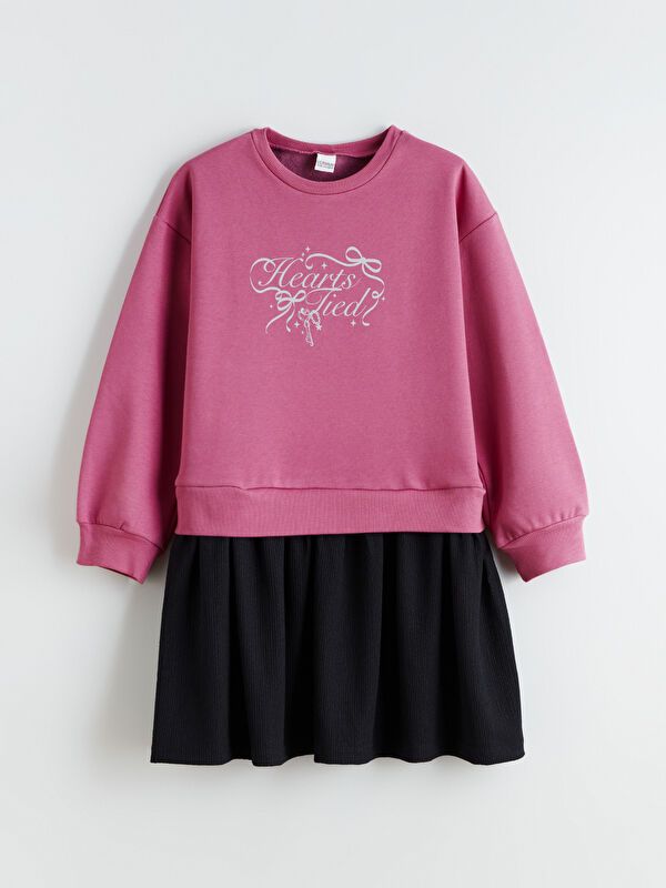 Moudda LC Waikiki - Robe manches longues en jersey couleur Rose poussiéreux pour filles - Tunisie 1