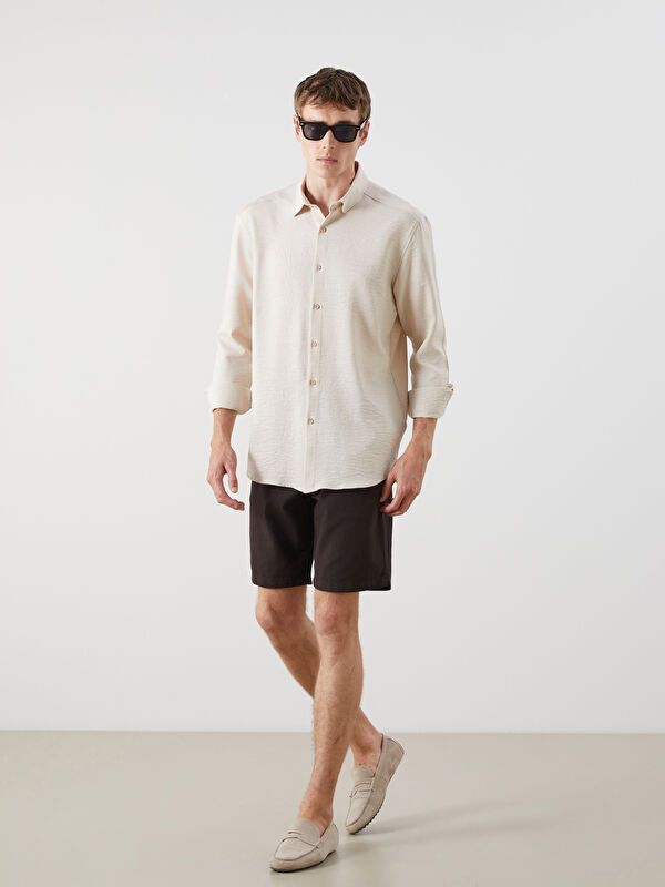 Moudda LC Waikiki - Chemise tissée manches longues Homme Beige - Tunisie 2