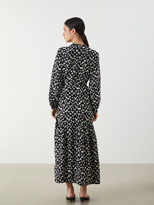 Moudda LC Waikiki - Robe tissée manches longues Femme Imprimé en noir - Tunisie 4