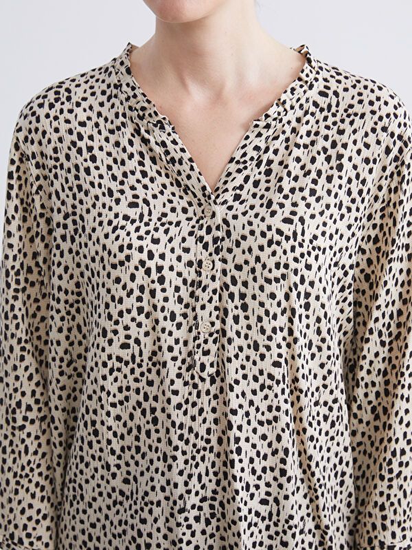 Moudda LC Waikiki - Blouse tissée imprimée manches longues Femme Imprimé écru - Tunisie 3