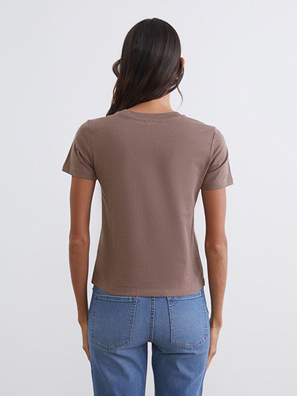 Moudda LC Waikiki - Body basique manches courtes en jersey pour Femme couleur Marron clair - Tunisie 4