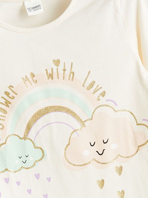 Moudda LC Waikiki - Pyjama en jersey manches longues moyen Fille Ecru - Tunisie 3