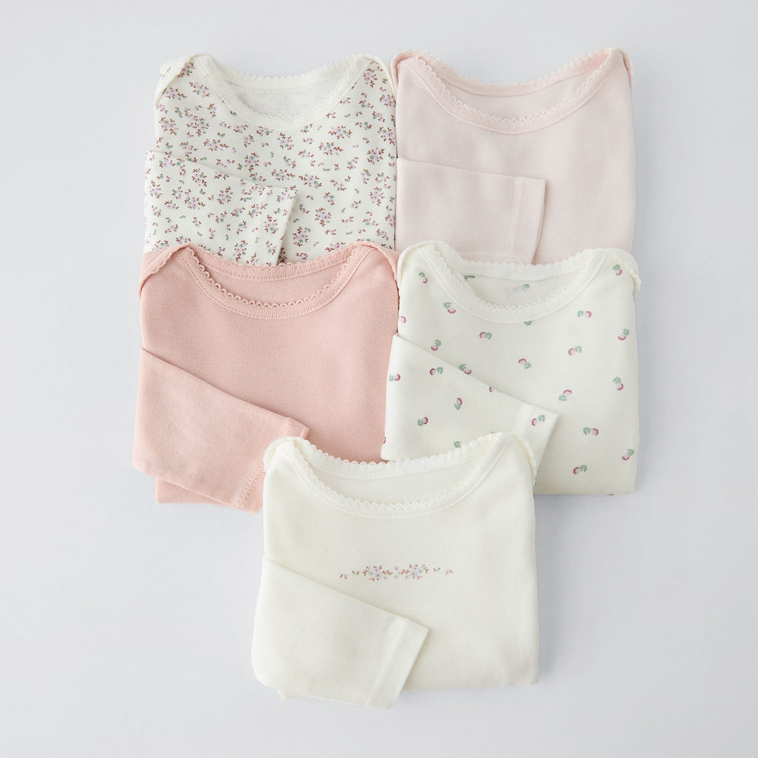 Moudda ZARA - Pack 5 bodies manches longues petites fleurs - Tunisie 1