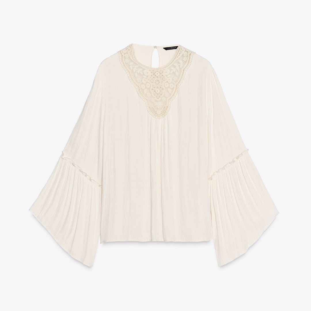 Moudda ZARA - Blouse Fluide - Fronces & Applique Crochet - Tunisie 1