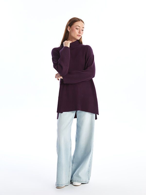 Moudda LC Waikiki - Pull épais en tricot couleur Violet foncé pour femmes - Tunisie 3