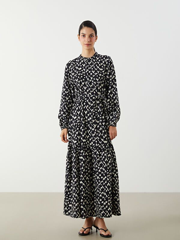 Moudda LC Waikiki - Robe tissée manches longues Femme Imprimé en noir - Tunisie 1