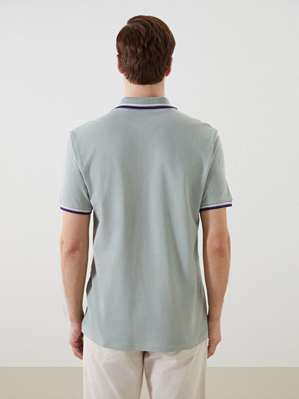 Moudda LC Waikiki - T-shirt col polo basique manches courtes en jersey pour Homme couleur Vert terne - Tunisie 4