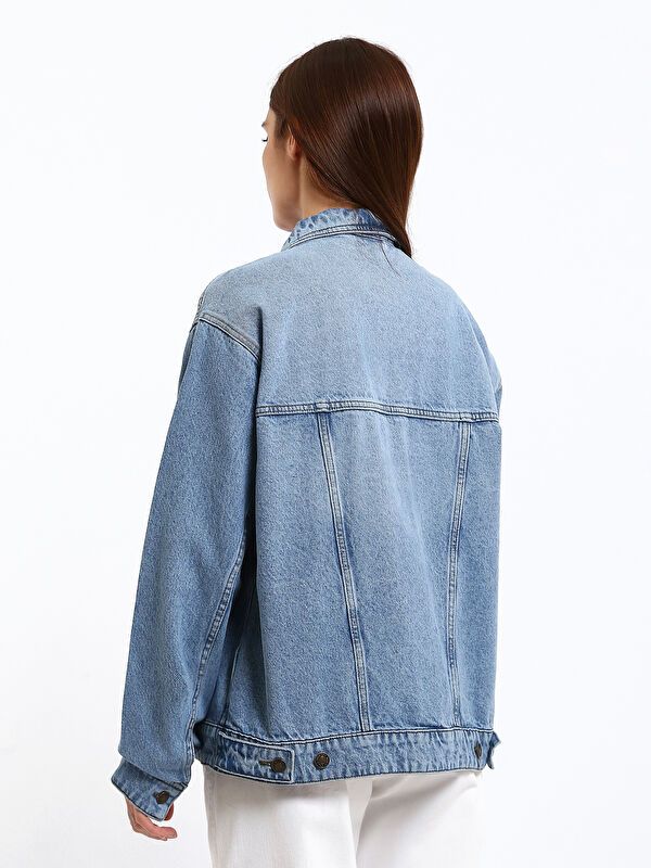 Moudda LC Waikiki - Veste en jean couleur Rodeo Bleu indigo moyen pour femmes - Tunisie 5