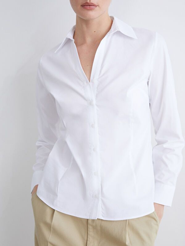 Moudda LC Waikiki - Chemise tissée manches longues Femme Buxe blanc - Tunisie 3