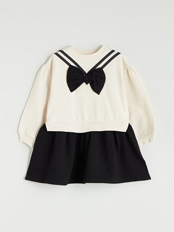 Moudda LC Waikiki - Robe en jersey manches longues Fille Crème - Tunisie 1