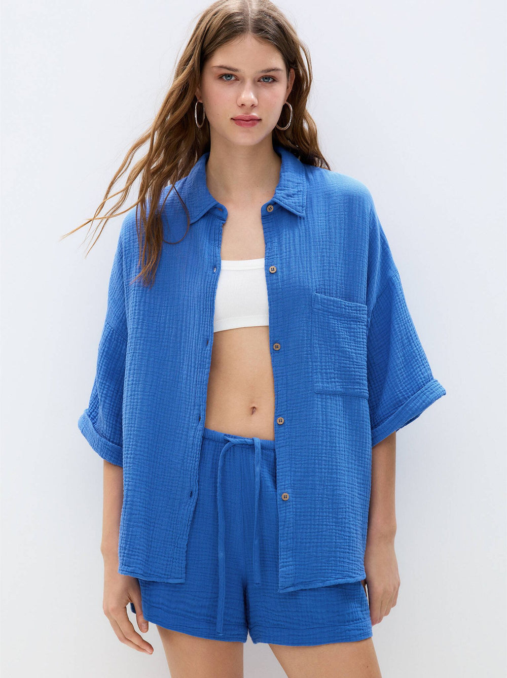 Moudda PULL & BEAR - Ensemble Chemise Pacific - Manches Courtes & Texture - Tunisie 2