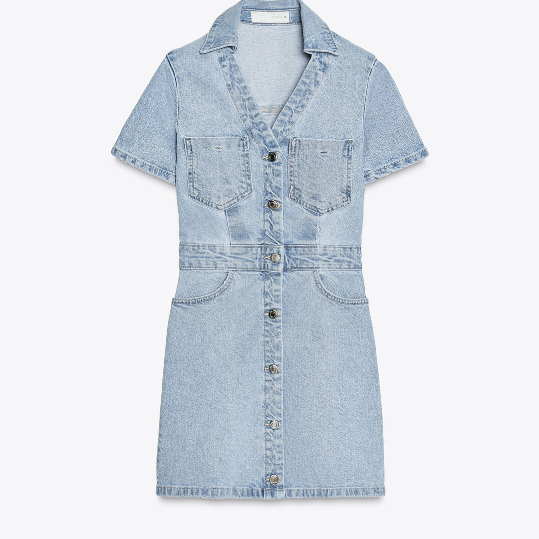 Moudda ZARA - Robe Denim Mini - Encolure Forcée & Boutons - Tunisie 1
