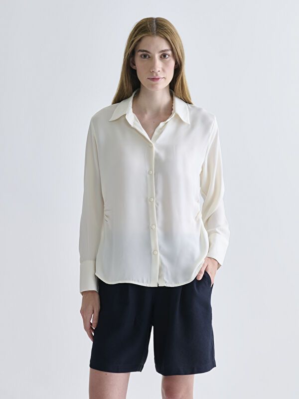 Moudda LC Waikiki - Chemise tissée manches longues Femme Crème - Tunisie 1